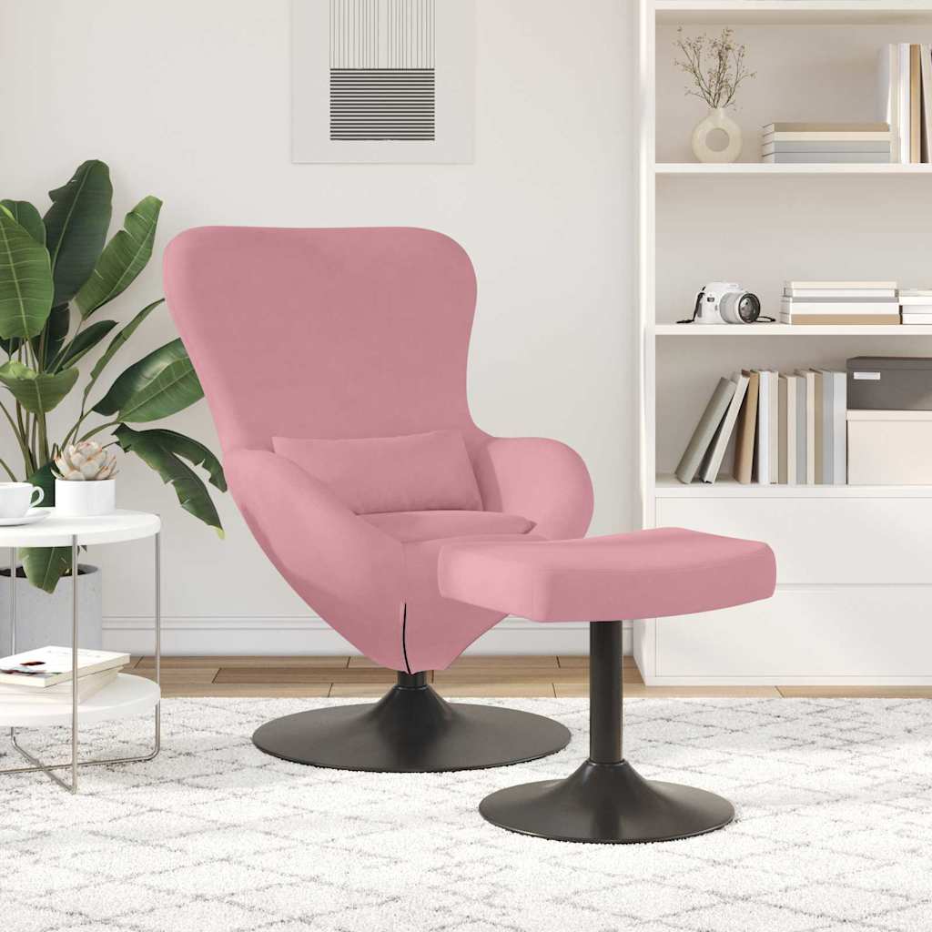 Chaise Œuf avec Pouf Rose 63 x 73 x 90 cm Velours