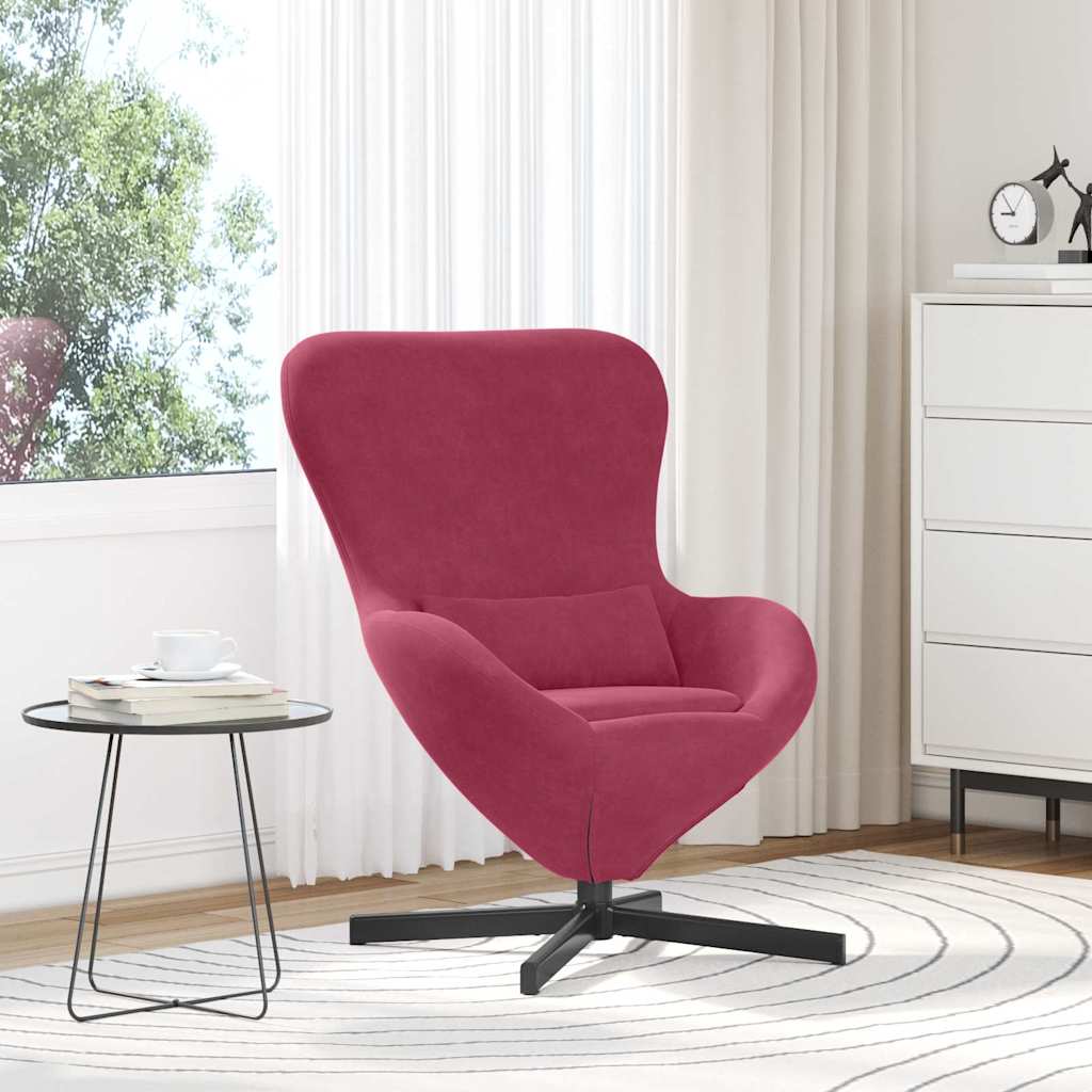 Fauteuil œuf Rouge bordeaux 63 x 73 x 90 cm Velours