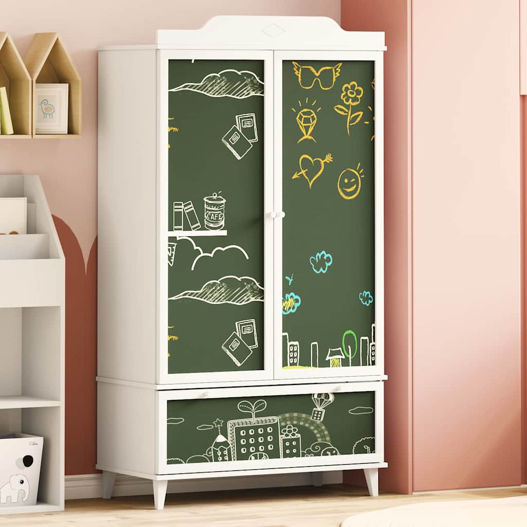 Armoire Tableau Noir avec tiroir Blanc Bois d'ingénierie