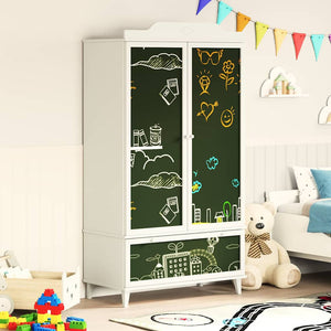 Armoire Tableau Noir avec tiroir Blanc Bois d'ingénierie