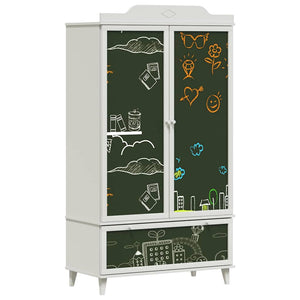 Armoire Tableau Noir avec tiroir Blanc Bois d'ingénierie