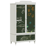 Armoire Tableau Noir avec tiroir Blanc Bois d'ingénierie