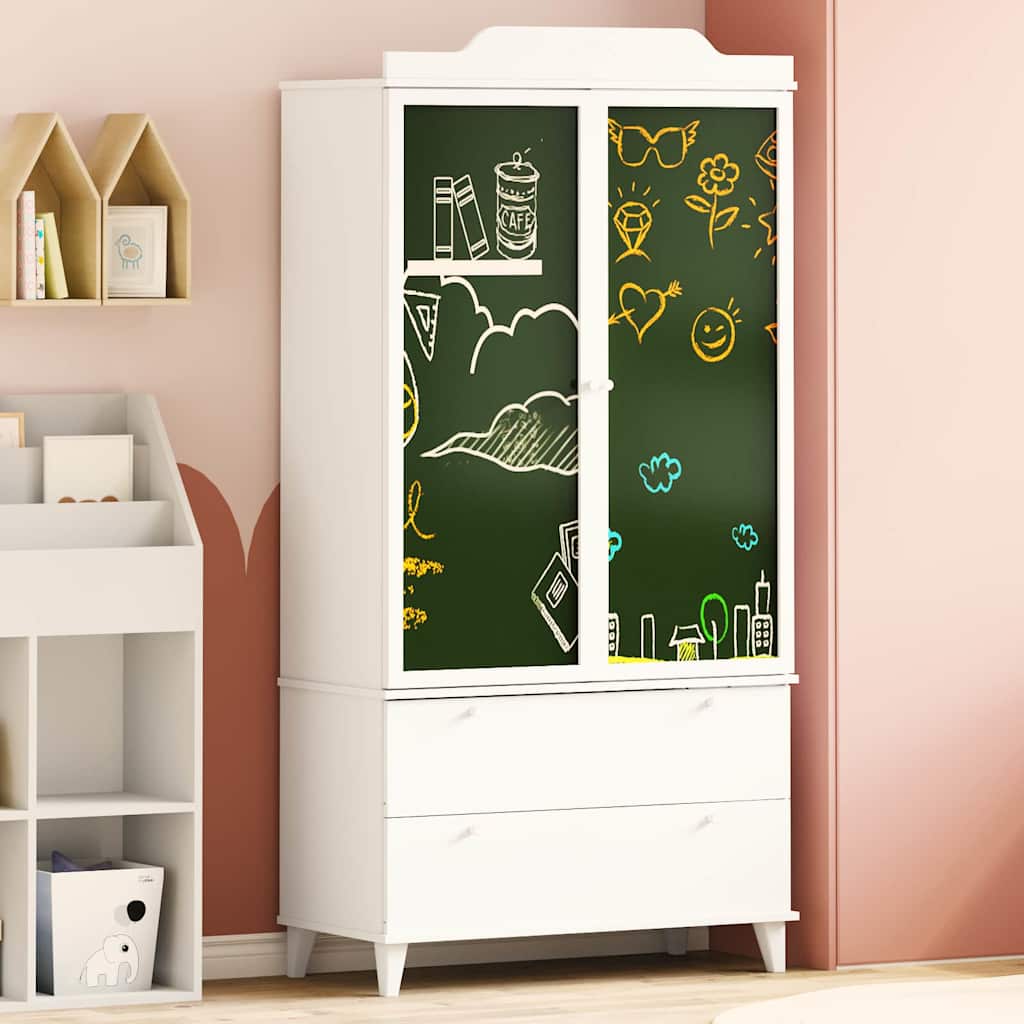 Armoire Tableau Noir avec tiroir Blanc Bois d'ingénierie