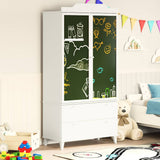 Armoire Tableau Noir avec tiroir Blanc Bois d'ingénierie