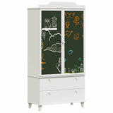 Armoire Tableau Noir avec tiroir Blanc Bois d'ingénierie