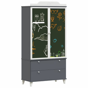 Armoire Tableau Noir avec porte Gris et blanc Bois d'ingénierie