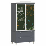 Armoire Tableau Noir avec porte Gris et blanc Bois d'ingénierie
