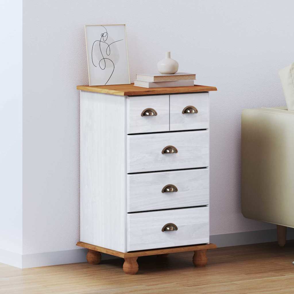 Commode ASKIM Blanc 45.8 x 40 x 79 cm Bois de pin massif