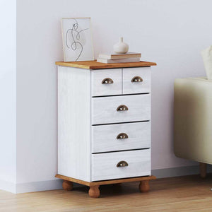Commode ASKIM Blanc 45.8 x 40 x 79 cm Bois de pin massif