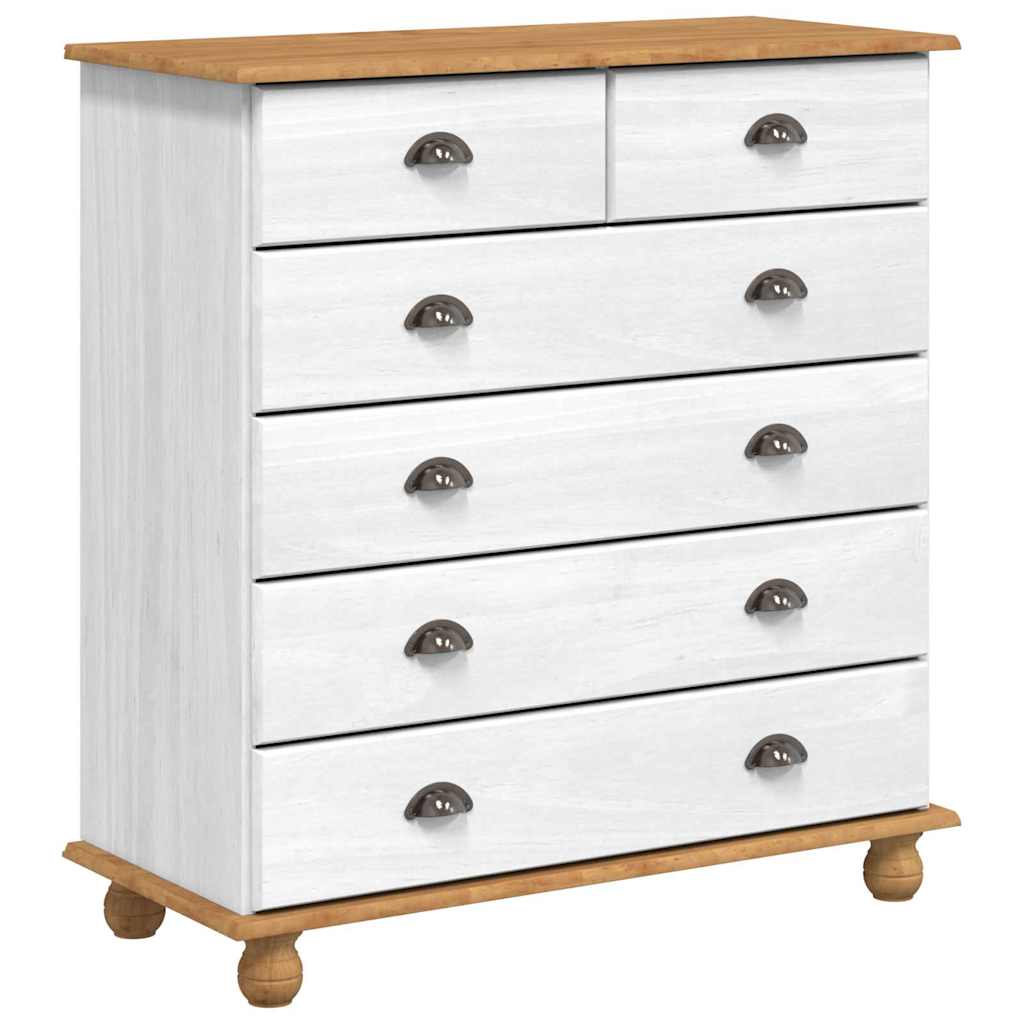 Commode ASKIM Blanc 91 x 40 x 95,5 cm Bois de pin massif