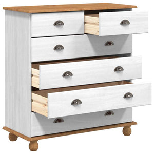 Commode ASKIM Blanc 91 x 40 x 95,5 cm Bois de pin massif