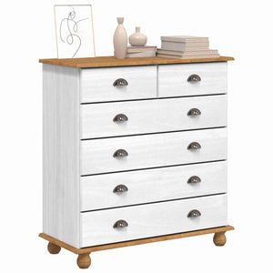 Commode ASKIM Blanc 91 x 40 x 95,5 cm Bois de pin massif
