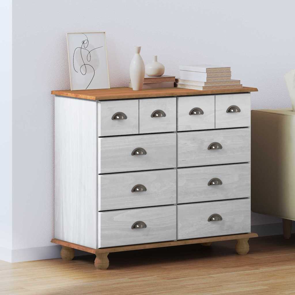 Commode ASKIM Blanc 91 x 40 x 79 cm Bois de pin massif