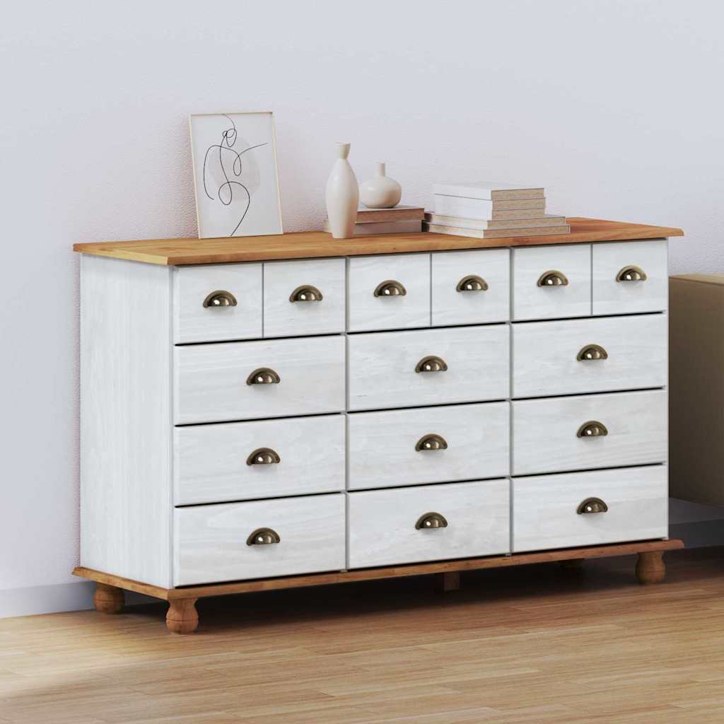 Commode ASKIM Blanc 79 x 40 x 133,5 cm Bois de pin massif