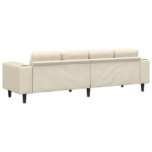 Sofa en tissu avec coussin Crème 208 cm Tissu en velours côtelé