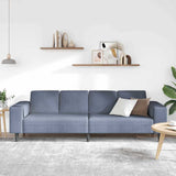 Sofa en tissu avec coussin Bleu 208 cm Tissu en velours côtelé