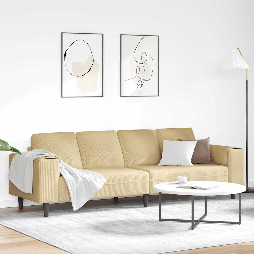 Sofa en tissu Vert gris 208 cm Tissu en velours côtelé