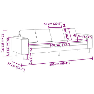 Sofa en tissu Vert gris 208 cm Tissu en velours côtelé