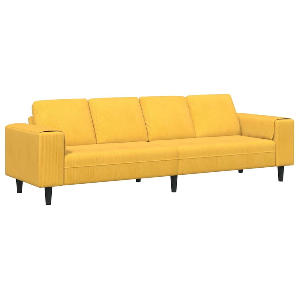 Sofa en tissu avec coussin Jaune clair Tissu en velours côtelé