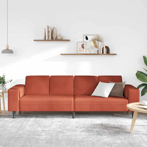 Sofa en tissu avec coussin Rouge orange Tissu en velours côtelé