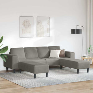 Sofa en tissu avec coussin Gris clair Tissu en velours côtelé