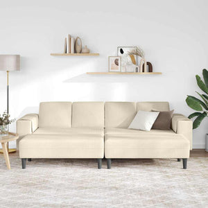 Sofa en tissu avec coussin Crème 208 cm Tissu en velours côtelé