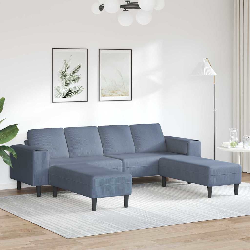 Sofa en tissu avec coussin Bleu Tissu en velours côtelé