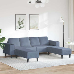Sofa en tissu avec coussin Bleu Tissu en velours côtelé