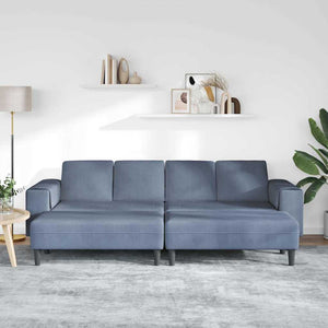 Sofa en tissu avec coussin Bleu Tissu en velours côtelé