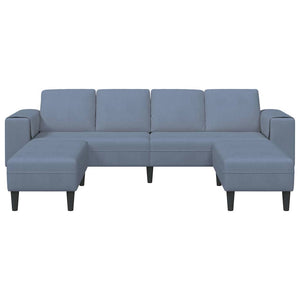 Sofa en tissu avec coussin Bleu Tissu en velours côtelé