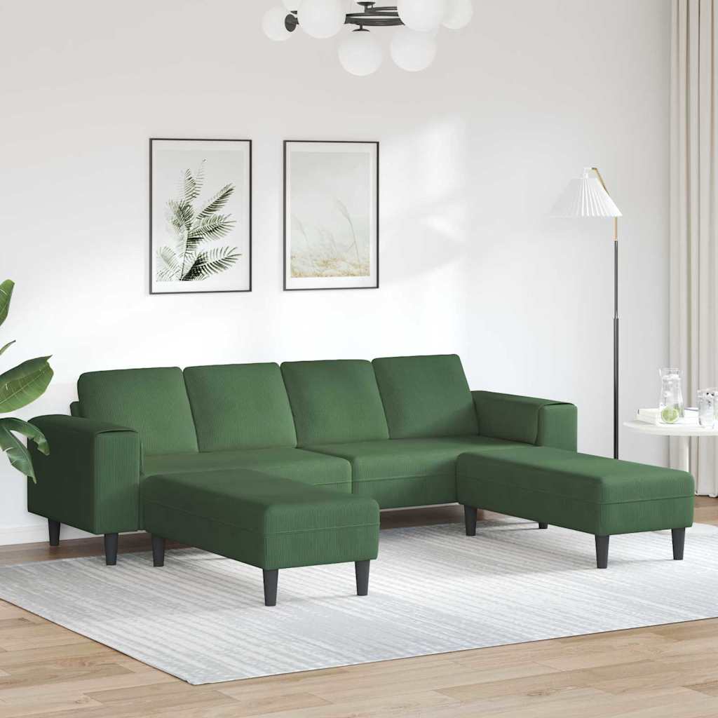 Sofa en tissu avec coussin Vert foncé Tissu en velours côtelé