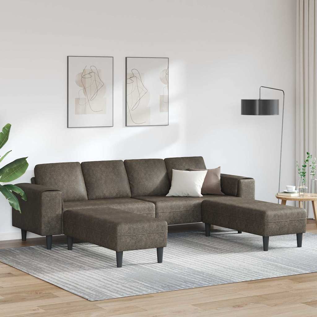Ensemble de Canapés Gris foncé Cuir suédé faux