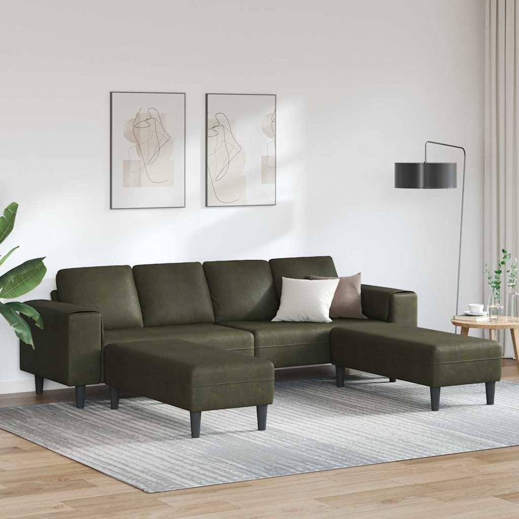 Ensemble de Canapés Vert armée Cuir suédé faux