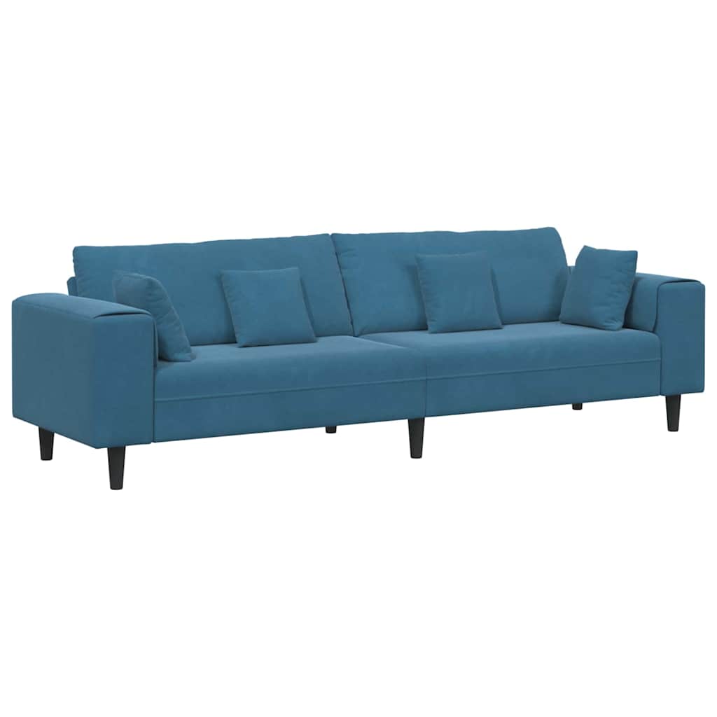 Canapé en velours avec coussin Bleu 208 cm Velours