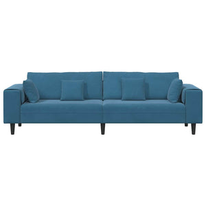 Canapé en velours avec coussin Bleu 208 cm Velours