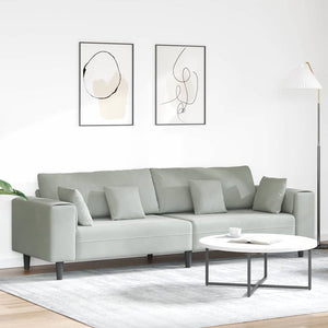 Canapé en velours avec coussin Gris clair 208 cm Velours