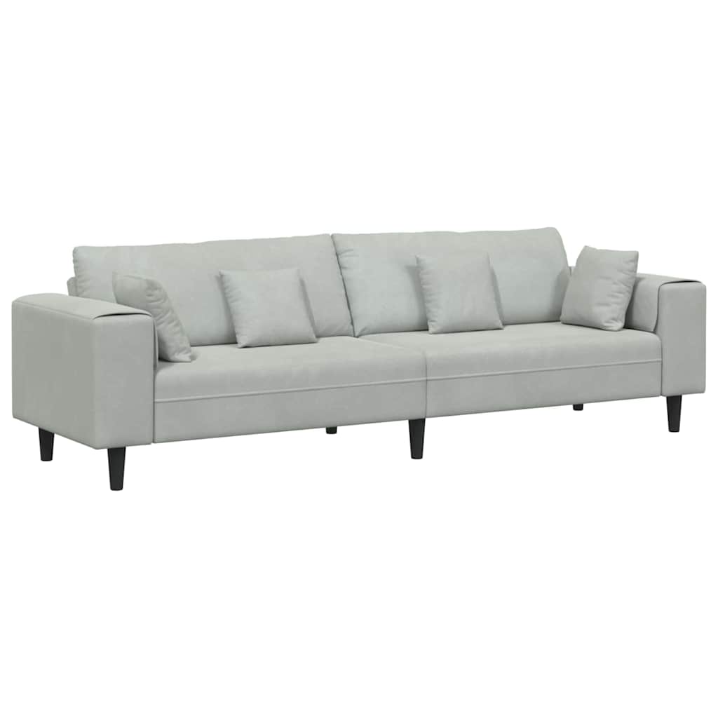 Canapé en velours avec coussin Gris clair 208 cm Velours