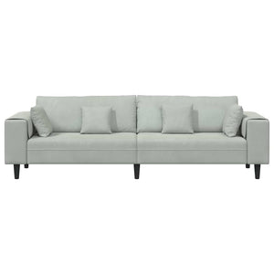 Canapé en velours avec coussin Gris clair 208 cm Velours