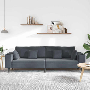 Canapé en velours avec coussin Gris foncé 208 cm Velours