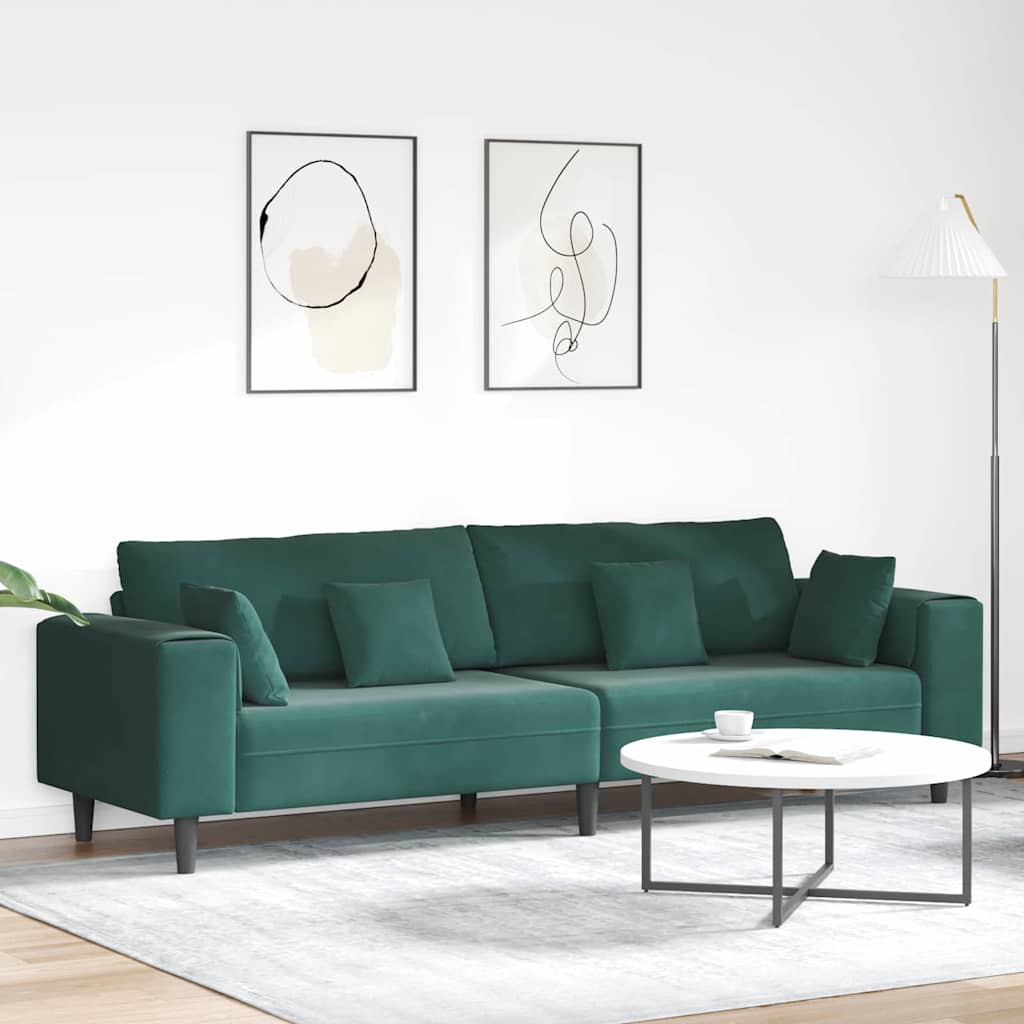 Canapé en velours avec coussin Vert foncé 208 cm Velours