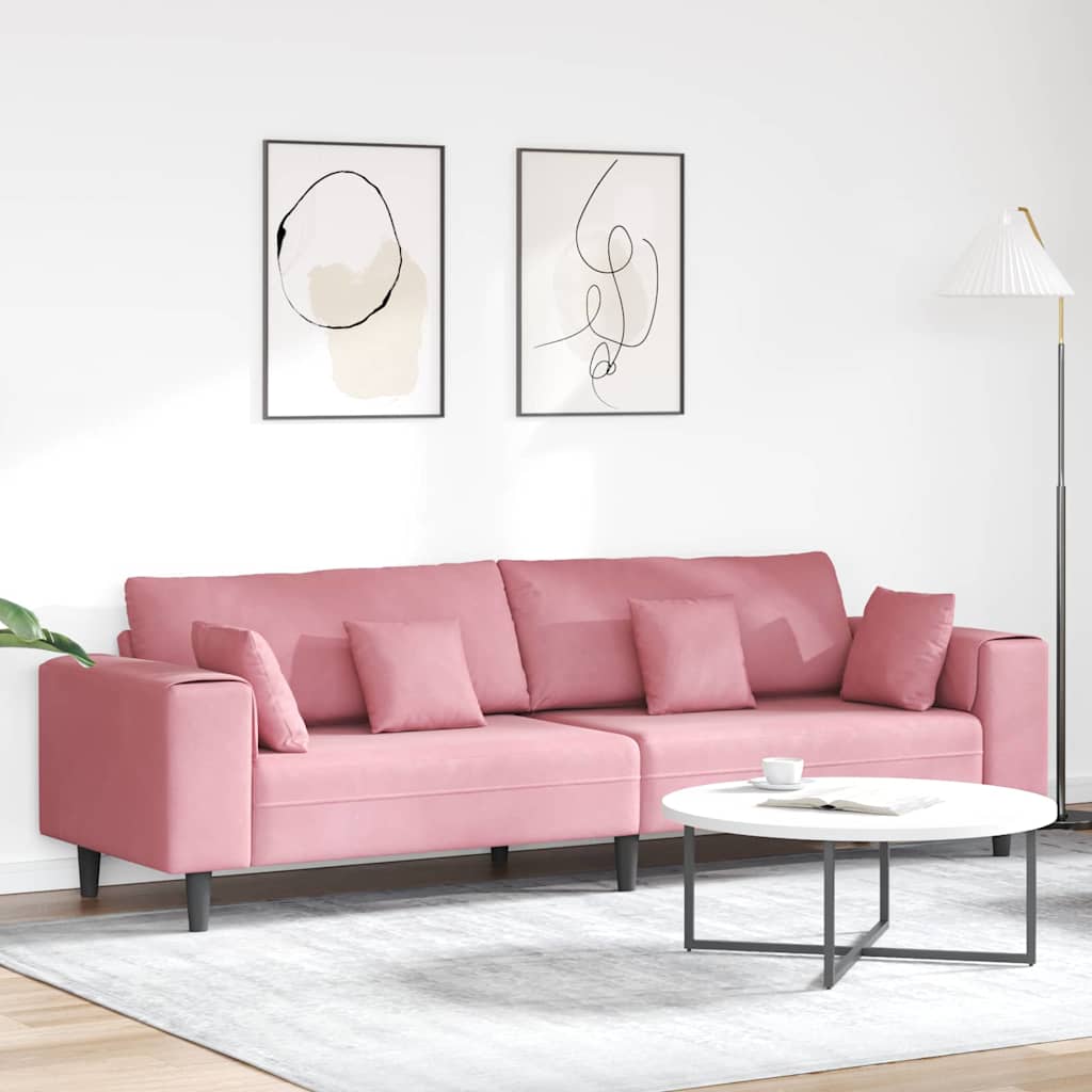 Canapé en velours avec coussin Rose 209 cm Velours