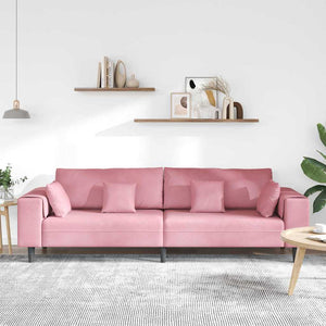 Canapé en velours avec coussin Rose 209 cm Velours