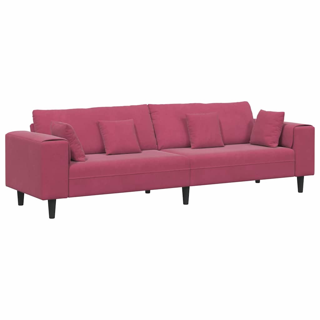 Canapé en velours avec coussin Bordeaux 208 cm Velours