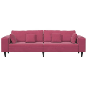 Canapé en velours avec coussin Bordeaux 208 cm Velours