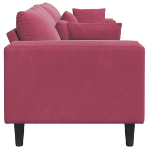 Canapé en velours avec coussin Bordeaux 208 cm Velours