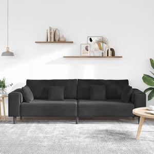 Canapé en velours avec coussin Noir 208 cm Velours
