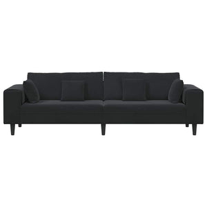 Canapé en velours avec coussin Noir 208 cm Velours