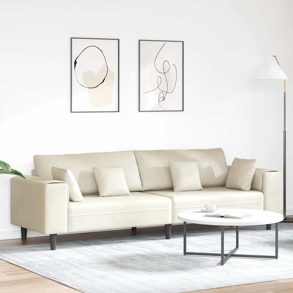 Canapé en velours avec coussin Crème 208 cm Velours