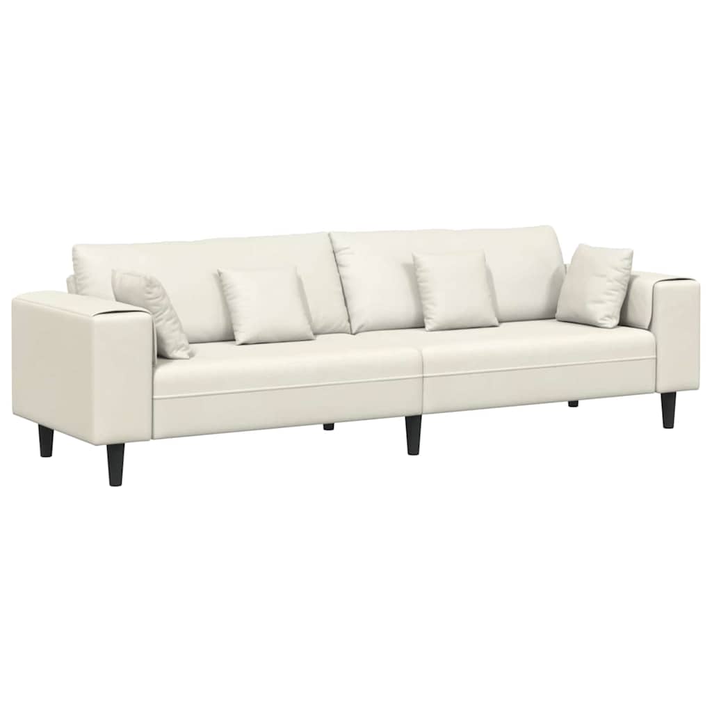 Canapé en velours avec coussin Crème 208 cm Velours