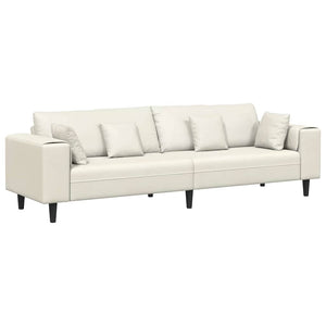 Canapé en velours avec coussin Crème 208 cm Velours